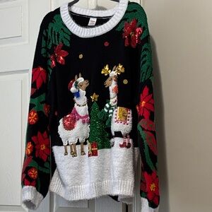 Charming Holiday Llama Sweater - Black